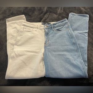 Hollister Ultra High Rise Mom Jean Two Tone Blue